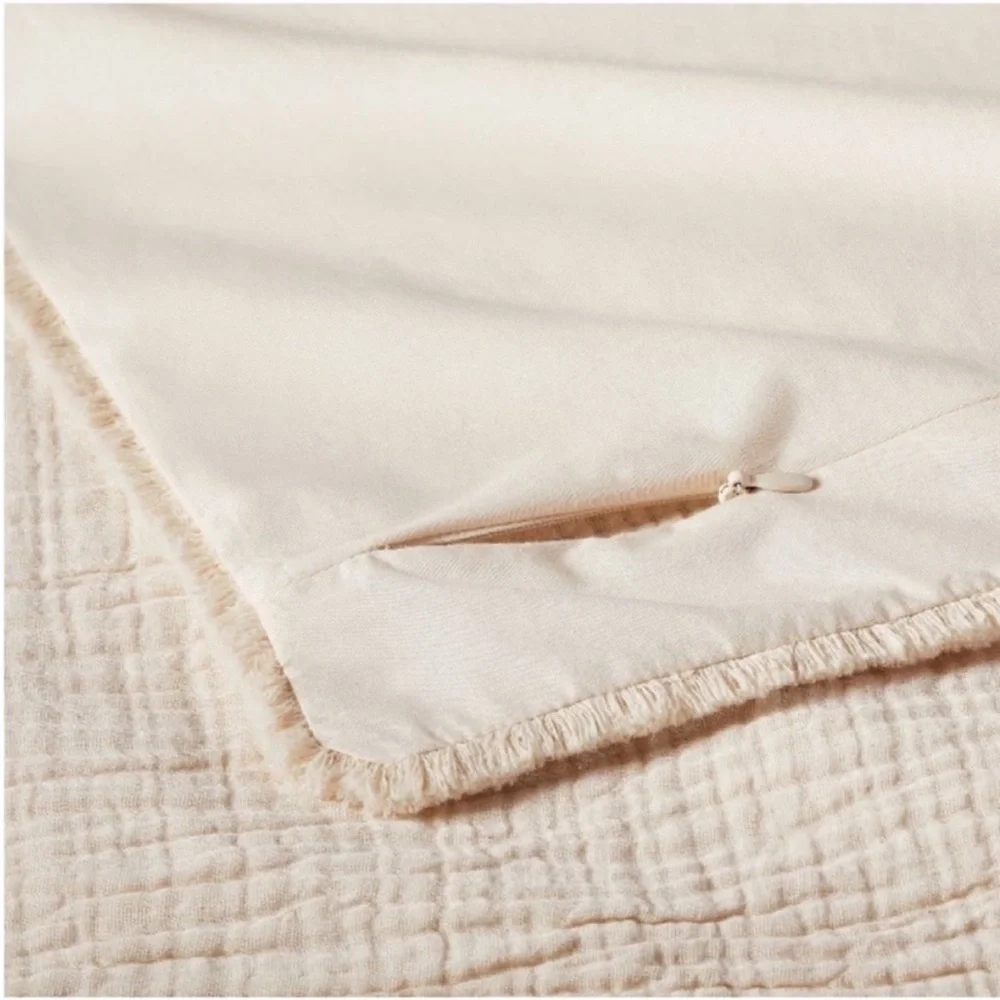 NWT King Textured Chambray Comforter & Sham Set Natural - Casaluna